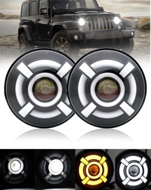 2 x LED Runden 178mm/7inch 40W Hi/Low/DRL/Blinker Halo Scheinwerfer Hauptscheinwerfer Lampe 4x4 ATV 4WD 12V 24V