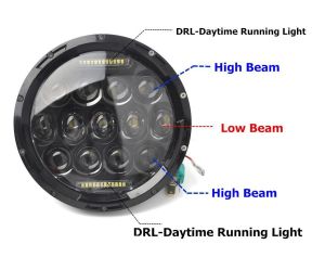 2 x LED Redondas Luces Faro Delantero 178mm/7inch 75W Hi/Low/DRL/Intermitente Halo Lampara Moto 4x4 AWD 4WD 12V 24V