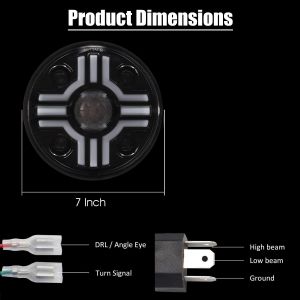 2 x LED Runda Strålkastare 178mm/7inch 50W Hi/Low/DRL/Indicator Halo Lampa Moto Bilar 12V 24V