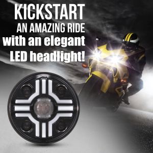 2 x LED Runda Strålkastare 178mm/7inch 50W Hi/Low/DRL/Indicator Halo Lampa Moto Bilar 12V 24V