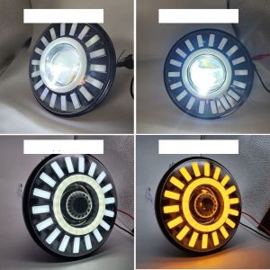 2 x LED Redondas Luces Faro Delantero 178mm/7inch 50W Hi/Low/DRL/Intermitente Halo Lampara Moto Coche 12V 24V