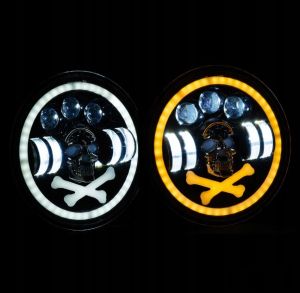 2 x LED Redondas Luces Faro Delantero 178mm/7inch 50W Hi/Low/DRL/Intermitente Halo Lampara Craneo12V 24V