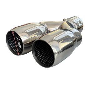 Doppelt Auspuffblende ∅61mm Endrohr Verchromt Silber 