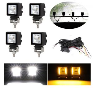 4 x LED Arbeitsscheinwerfer Hallo Lampe Weiß DRL Orange 12V 24V Flood Beam Leuchten 