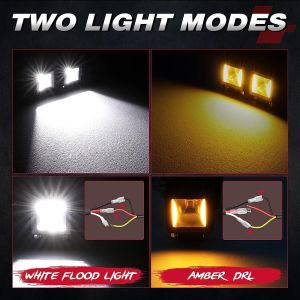 4 x LED Arbeitsscheinwerfer Hallo Lampe Weiß DRL Orange 12V 24V Flood Beam Leuchten 
