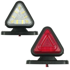 2 x 18 LED Begrenzungsleuchten Positionsleuchten Leuchten Dreieckig Rot/Weiß 12/24v