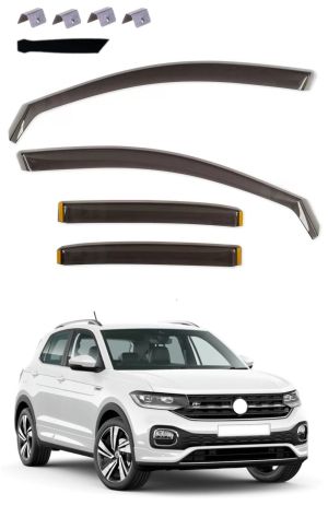 Windabweiser Deflektoren für VW T-CROSS 5D 2019+ Transparent Schwarz PKW 4-tlg. Satz