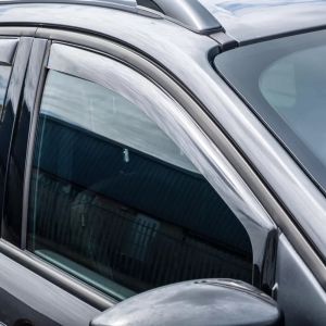 Wind Rain Deflector for VW T-CROSS 5D 2019+ Car Auto Transparent Black set  4 pcs.