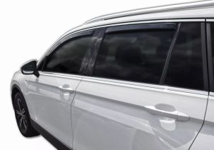 Wind Rain Deflector for VW TIGUAN 2016 - 2024 Car Auto Transparent Black set  4 pcs.