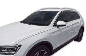 Wind Rain Deflector for VW TIGUAN 2016 - 2024 Car Auto Transparent Black set  4 pcs.
