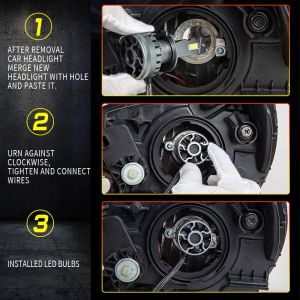 2 x Led H4 Lys Hovedlys Lyspærer Strålekaster Lampe Lastebil Bil Hi/Low Beam 80W 12000lm 6500K 12V 24V