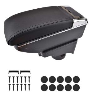 VW GOLF V MK5,GOLF VI MK6, JETTA V MK5 Mittkonsol Armstöd Bilarmstöd för Svart Läder