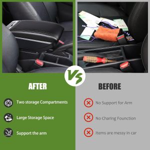 OPEL ASTRA J 2009-2018 Reposabrazos Central Apoyabrazos para Coches Cuiero Negro