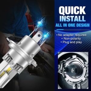 2 x LED E4P H4 12V 50W 15000lm Lys Hovedlys Lyspærer Strålekaster Lampe Lastebil Bil Hi/Low Beam 6500K 