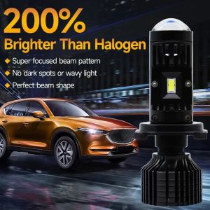 2 x LED Y10 H7 200% 50W 6400LM 6000K 360° Canbus med Linse Lys Hovedlys Lyspærer Strålekaster Lampe Lastebil Bil Hi/Low Beam 12V 24V