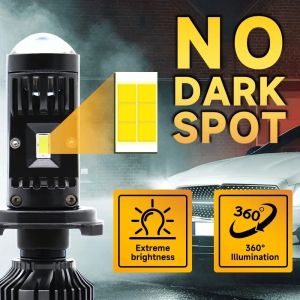 2 x LED Y10 H7 200% 50W 6400LM 6000K 360° Canbus med Linse Lys Hovedlys Lyspærer Strålekaster Lampe Lastebil Bil Hi/Low Beam 12V 24V