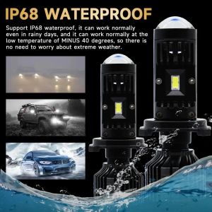 2 x LED Y10 H7 200% 50W 6400LM 6000K 360° Canbus med Linse Lys Hovedlys Lyspærer Strålekaster Lampe Lastebil Bil Hi/Low Beam 12V 24V