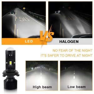 2 x LED Y10 H4 200% 50W 6400LM  6000K 360° Canbus with Lens Headlights Bulbs Lamp Car Truck Lorry Lights Vehicle Hi/Low Beam 12V 24V 