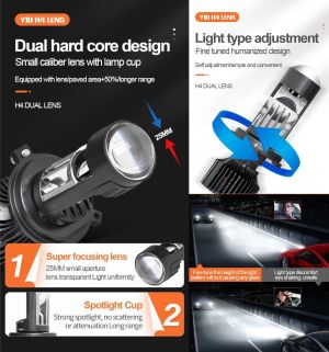 2 x LED Y10 H4 200% 50W 6400LM  6000K 360° Canbus with Lens Headlights Bulbs Lamp Car Truck Lorry Lights Vehicle Hi/Low Beam 12V 24V 