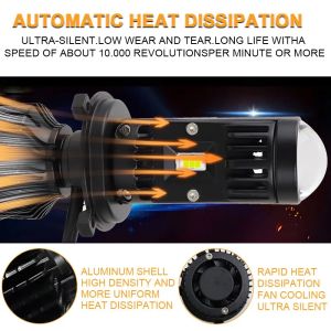 2 x LED Y10 H4 200% 50W 6400LM  6000K 360° Canbus with Lens Headlights Bulbs Lamp Car Truck Lorry Lights Vehicle Hi/Low Beam 12V 24V 