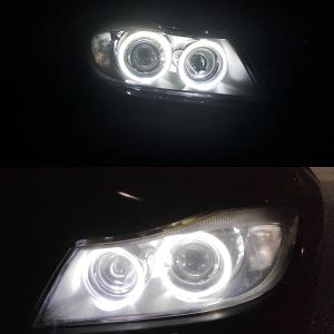 2 x BMW E90 E91 LED Angel Eyes 12W Hvit Pære Frontlys Canbus ingen Feil