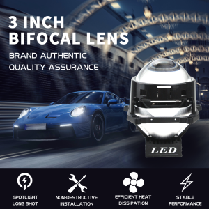 2x Bi-LED Projektor Strålkastare 3inch Linser 120W 8000lm 12V – Vit – Universella LED-bilstrålkastare med Helljus & Halvljus, +500 % Ljusstyrka, Enkel Installation