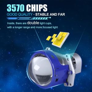 2x Bi-LED Projektor Strålkastare 3 inch Linser 130W 8000lm 12V – Vit – Universella LED-bilstrålkastare med Helljus & Halvljus, +500 % Ljusstyrka, Enkel Installation