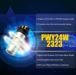 2 x Lampa Becuri Alb Bec 360° PW24W PWY24W 2323 SMD 12V 24V 6000K Lumini 