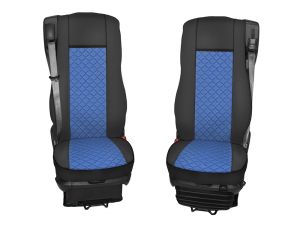 2x Sitzbezüge für DAF XF 106 2015-2021 LKW Blau Schwarz Leder