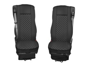 2x Sitzbezüge für DAF XF 106 2015-2021 LKW Schwarz Leder