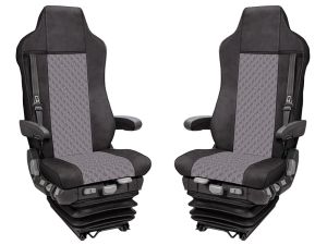 2x Sitzbezüge für IVECO STRALIS HI-WAY 2005-2019 LKW Schwarz Grau Leder