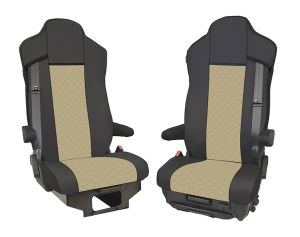 2x Sitzbezüge für IVECO S-WAY 2021+ LKW Schwarz Beige Leder