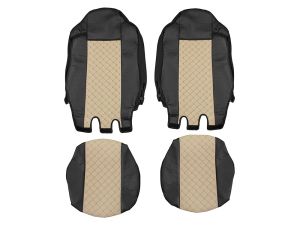 2x Sitzbezüge für IVECO S-WAY 2021+ LKW Schwarz Beige Leder