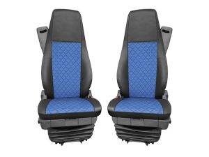 Sitzbezüge für SCANIA R 2006-2020 LKW Schwarz Blau Leder 