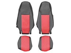 Sitzbezüge für SCANIA R 2006-2020 LKW Schwarz Rot Leder 