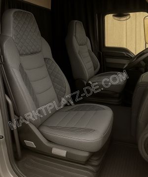 LUX Huse Scaune pentru MAN TGX TGS TGL 2021+ EURO 7 Camioane Gri Piele si Textil