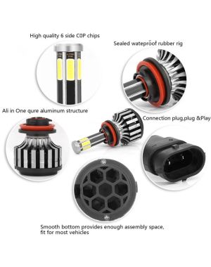 2 x COB LED H11 H8 H9 12V 80W 16000lm 360° 6000K Canbus inget Fel Ljus Lampa Bilstrålkastare Lyspærer Strålekaster Lasbil Moto 