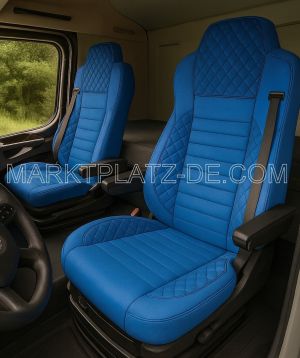 2 x Huse Scaune pentru Mercedes Actros Arocs MP4 MP5 2015-2025 Camioane Albastru Piele Textile 