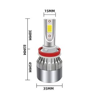 2 x COB LED H11 12V 7600LM 72W Ljus Lampa Bilstrålkastare Lyspærer Strålekaster Lasbil Moto Halv/Och Helljus