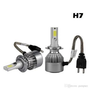2 x COB LED H7 12V 7600LM 72W Ljus Lampa Bilstrålkastare Lyspærer Strålekaster Lasbil Moto Halv/Och Helljus