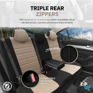 Sitzbezüge Komplettset für Autos Premium Öko-Leder Lux Otom Schwarz Grau COMFORT LINE 