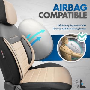 Sitzbezüge Komplettset für Autos Premium Öko-Leder Lux Otom Schwarz Grau COMFORT LINE 