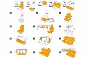Sitzbezüge Komplettset für Autos Premium Öko-Leder Lux Otom Schwarz Grau COMFORT LINE 