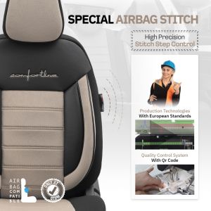 Sitzbezüge Komplettset für Autos Premium Öko-Leder Lux Otom Schwarz Grau COMFORT LINE 