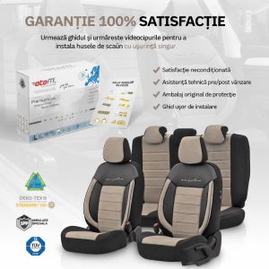 Sitzbezüge Komplettset für Autos Premium Öko-Leder Lux Otom Schwarz Grau COMFORT LINE 