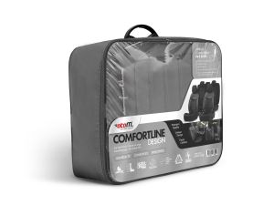 Sitzbezüge Komplettset für Autos Premium Öko-Leder Lux Otom Schwarz Grau COMFORT LINE 