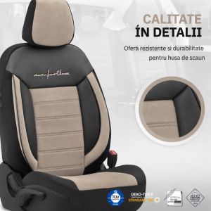 Sitzbezüge Komplettset für Autos Premium Öko-Leder Lux Otom Schwarz Grau COMFORT LINE 