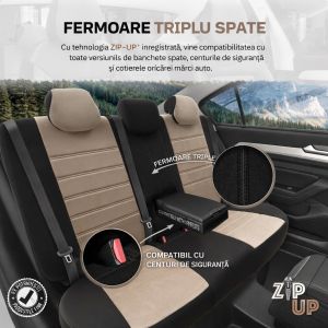 Sitzbezüge Komplettset für Autos Premium Öko-Leder Lux Otom Schwarz Grau COMFORT LINE 