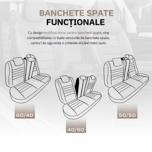 Sitzbezüge Komplettset für Autos Premium Öko-Leder Lux Otom Schwarz Grau COMFORT LINE 