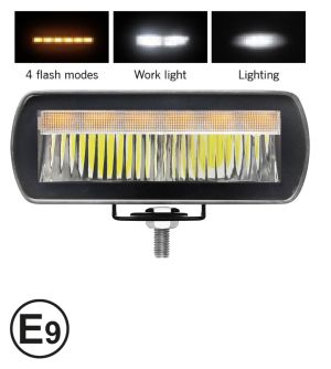 LED BAR Kombinations-Halogen / Arbeitsleuchte mit weißem DRL und Notfall-Blitzlicht mit 4 Modi, IP65/67K, 12–24V